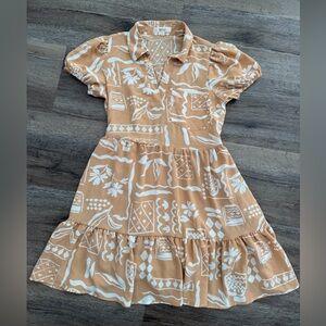 MINE Peach & White Printed Summer Dress